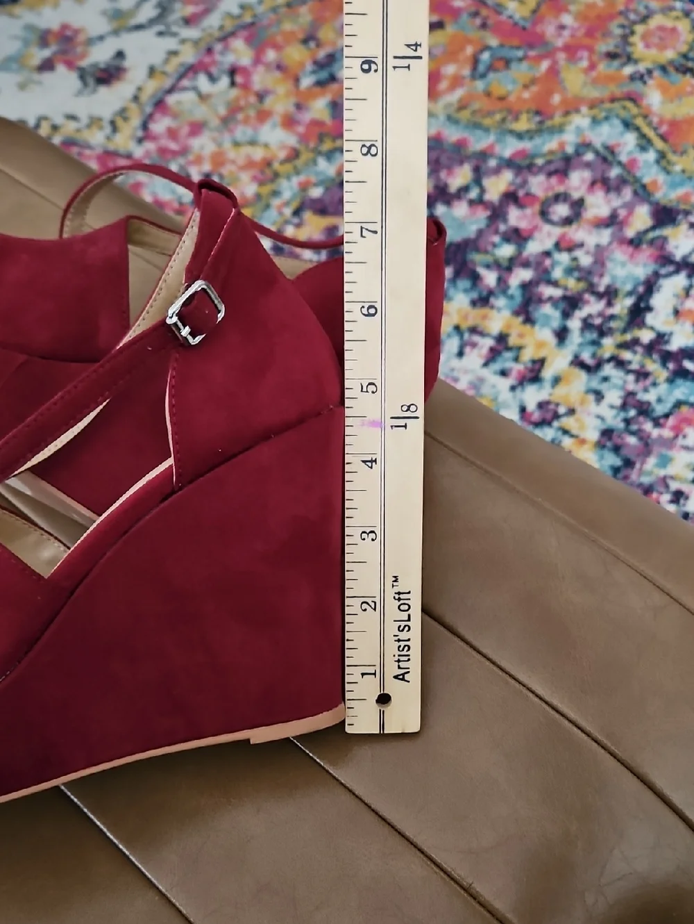 Torrid Burgundy Suede Wedge Sandals Size 9WW - Picture 8 of 9